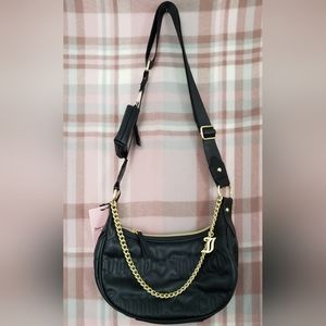 Juicy Couture Quilted Black Juicy Puff Half Moon Crossbody